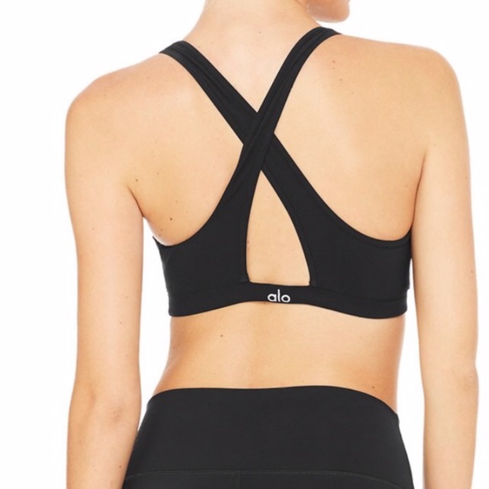 New Alo Yoga BLK Ripped Warrior Sports Bra TANK TOP - Picture 7 of 11